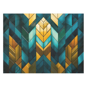 Mantel Elegante Moderno Abstracto Geométrico Dorado Turqu