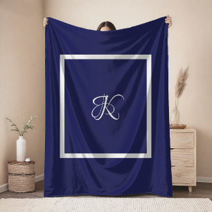 Mantel Elegante monograma inicial gris azul