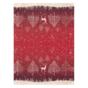 Mantel Elegante Naturaleza Invernal Boscosa Roja