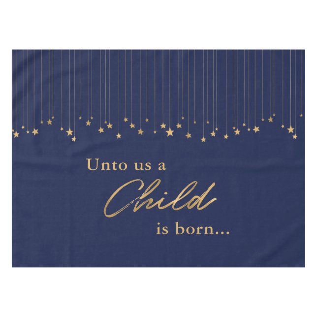 Mantel Elegante niño para nosotros nace Navidades azules  (Frente (Horizontal))