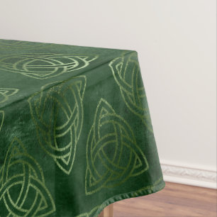 Mantel Elegante patrón celta irlandés verde y dorado