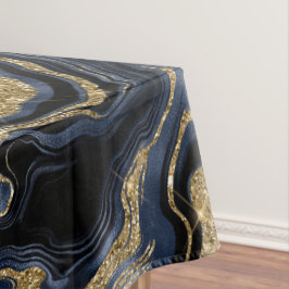 Mantel Elegante patrón de ágata azul marino y dorado