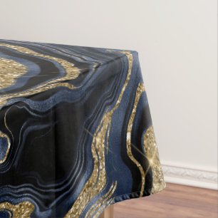 Mantel Elegante patrón de ágata azul marino y dorado