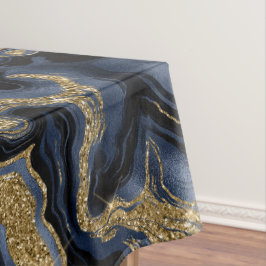 Mantel Elegante patrón de ágata con azul marino y brillo 