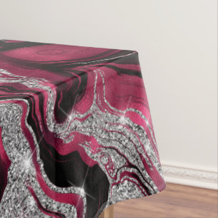 Mantel Elegante patrón de ágata rojo y plata con brillo