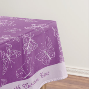 Mantel Elegante Patrón de mariposa blanca Purple Personal