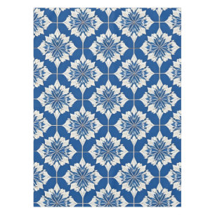 Mantel Elegante patrón floral azul y blanco
