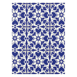 Mantel Elegante patrón floral azul y blanco