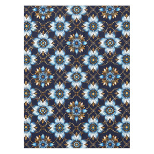 Mantel Elegante patrón floral azul y dorado