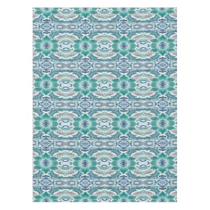 Mantel Elegante patrón floral barroco en azul turquesa y