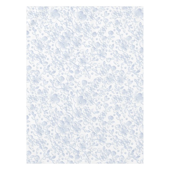 Mantel Elegante patrón Floral Blanco Hibiscus Daisies| (Anverso)