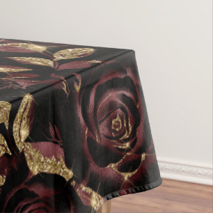 Mantel Elegante patrón floral rojo y Rosa dorado