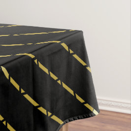 Mantel Elegante Patrón Geométrico De Oro En Negro