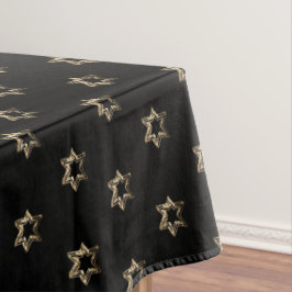 Mantel Elegante patrón Starry Faux Gold Stars Black