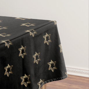 Mantel Elegante patrón Starry Faux Gold Stars Black