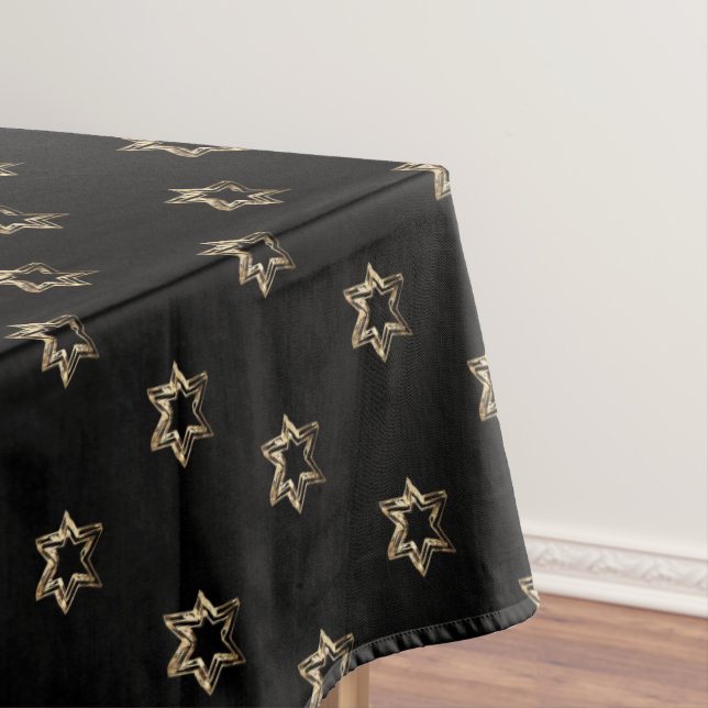 Mantel Elegante patrón Starry Faux Gold Stars Black (In Situ)