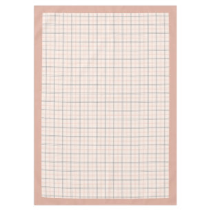 Mantel Elegante Peach y Gray Checkered Tablecloth