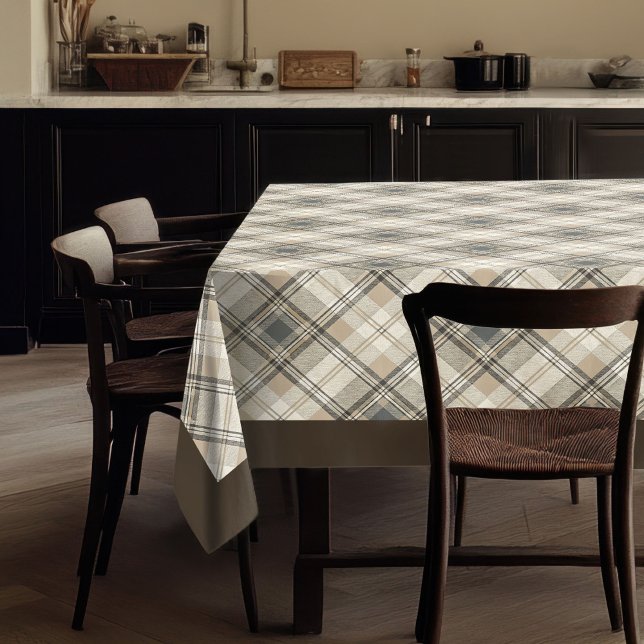 Mantel Elegante Pestaña Neutral Estilo Geométrico Limpio (Elegant Neutral Tablecloth Clean Geometric Style)