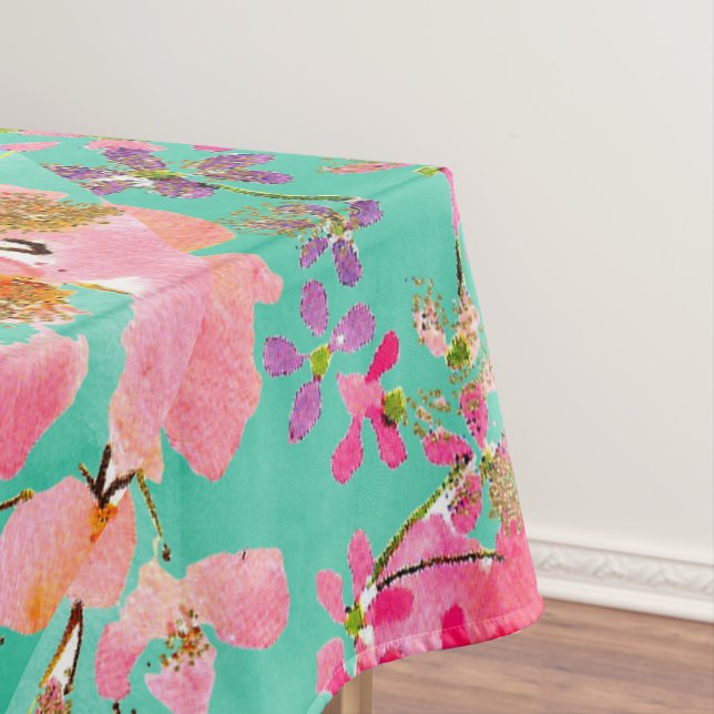 Mantel Elegante pintura a mano acuarela primavera floral (In Situ)