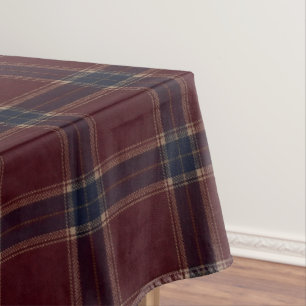 Mantel Elegante Plaid de Herencia en Burgundy y Azul Mari