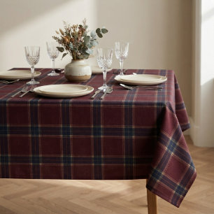 Mantel Elegante Plaid de Herencia en Burgundy y Azul Mari