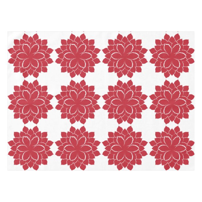 Mantel Elegante Poinsettia dibujada a mano roja y blanca (Frente (Horizontal))