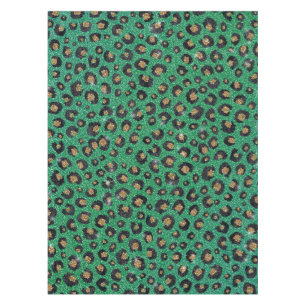 Mantel Elegante Purpurina Verde Leopardo de oro negro