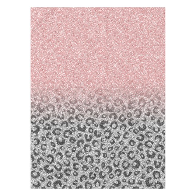 Mantel Elegante Rosa dorado Purpurina Leopardo Imprimir (Anverso)