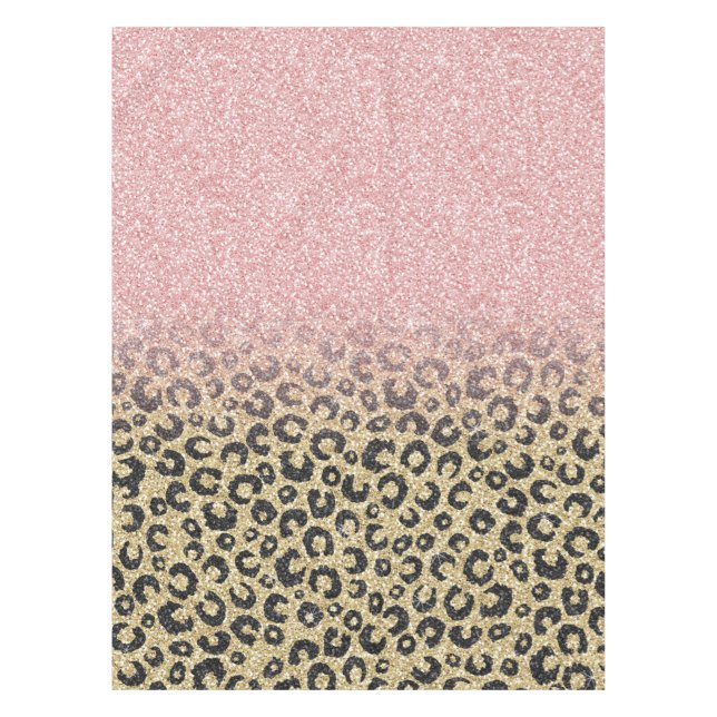 Mantel Elegante Rosa Purpurina dorado Leopardo negro (Anverso)