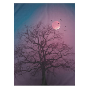 Mantel Elegante Spooky Halloween Theme Tree Moon Artwork