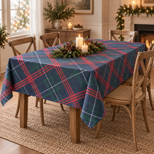 Mantel Elegante Tartán Navideño de Rojo y Verde