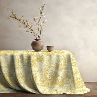 Mantel Elegante tela de jouy amarilla impresa