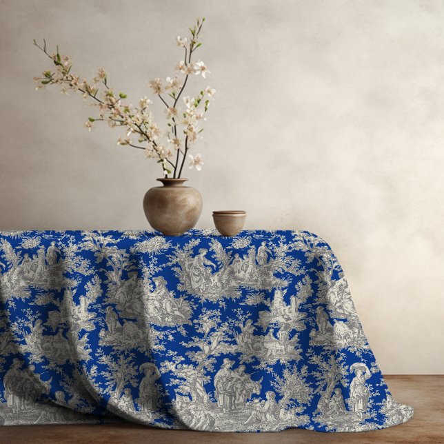 Mantel Elegante tela de jouy azul oscuro impreso (Subido por el creador)