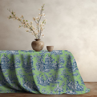 Mantel Elegante tela de jouy azul verdoso impreso