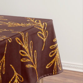 Mantel Elegante tela de mesa floral borgoñona y dorada