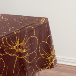 Mantel Elegante tela de mesa floral de Borgoña y oro