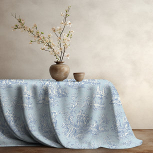 Mantel Elegante Toile De Jouy Azul Gris Vintage