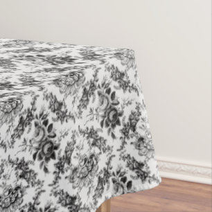 Mantel Elegante toile floral negro francés grabado