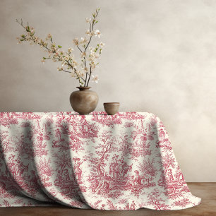 Mantel Elegante toile rojo vintage d jouy impreso