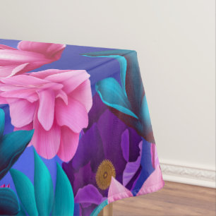 Mantel Elegante Tropical Rosa Azul Púrpura Verde