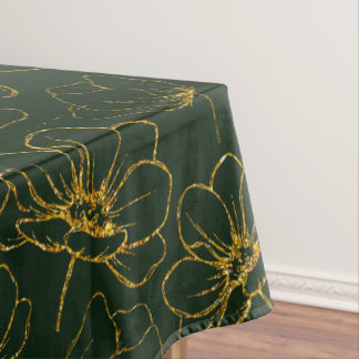 Mantel Elegante verde esmeralda con tela de mesa con flor