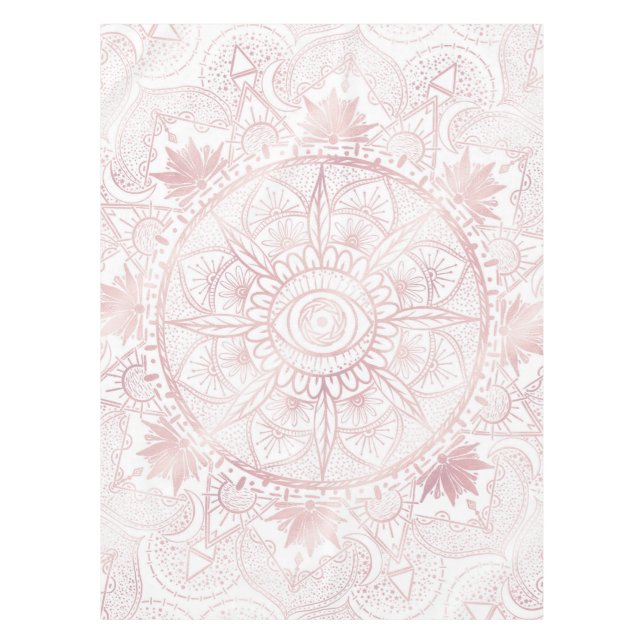 Mantel Elegante White Rose Gold Oye Sun Moon Mandala (Anverso)