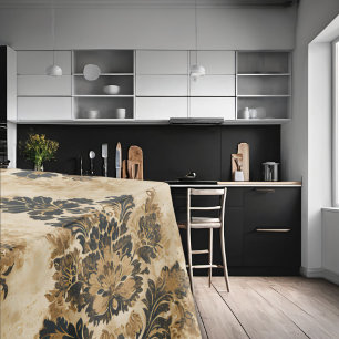 Mantel Elegante y lujoso Oro Negro Beige Marfil Damask