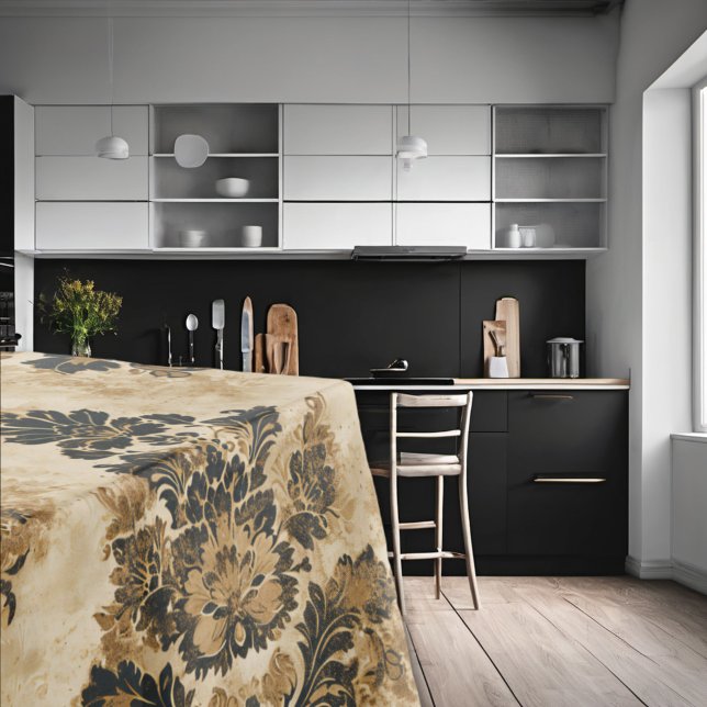 Mantel Elegante y lujoso Oro Negro Beige Marfil Damask (Subido por el creador)