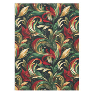 Mantel Elegantes hojas de paisley rojas, verdes y doradas