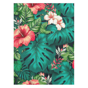 Mantel Elegantes hojas tropicales y flores hibiscus