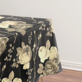 Mantel Elegantes Modas Rosas beiges florales en negro