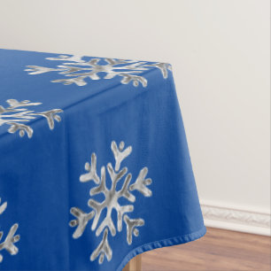 Mantel Elegantes Navidades Blue flakes Silver con copas d