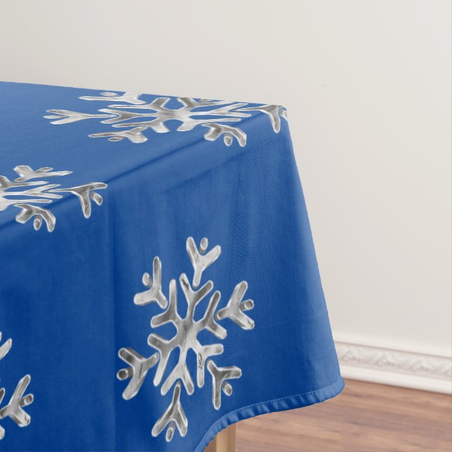 Mantel Elegantes Navidades Blue flakes Silver con copas d (In Situ)