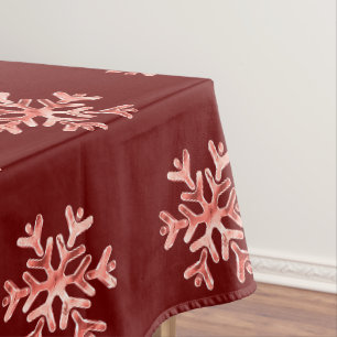 Mantel Elegantes Navidades Patrón de copos de nieve Rojo